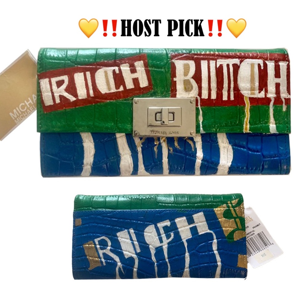 Hand painted Michael Kors WALLET (PAINTED BY OWNER NOT Painted by MICHAEL KORS!! - Picture 1 of 10